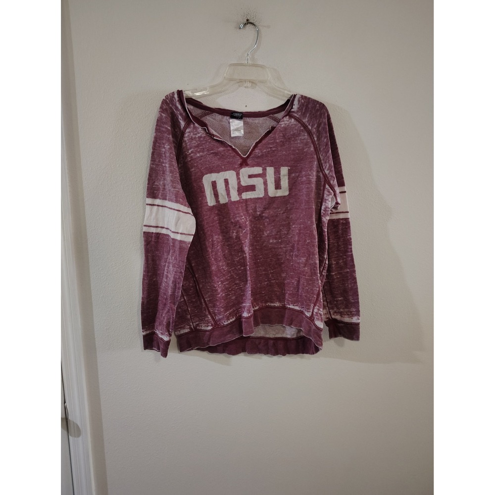 Creative Apparel Concepts MSU Mississippi State Maroon Burnout Sweatshirt XL